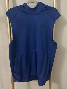 Men’s Under Armour Blue Sleeveless Performance Hoodie | Size Medium